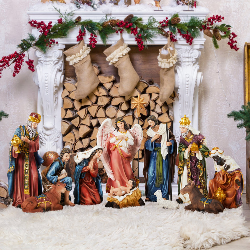 Indoor Nativity Set Christmas Nativity Scene Holiday Family Gift Religious Decorations 13 Pieces 7 selling inch